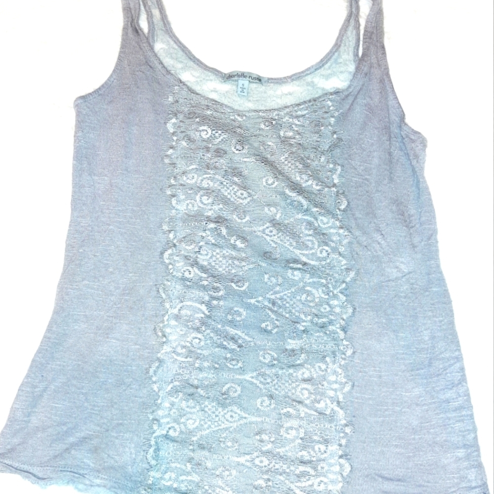CHARLOTTE RUSSE gray lace tank top